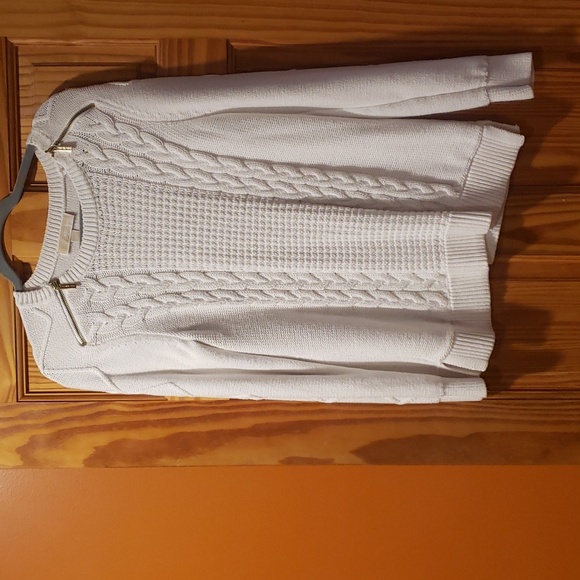 Michael Kors White Knitted Sweater with Zipper Shoulder Size L - Picture 1 of 4